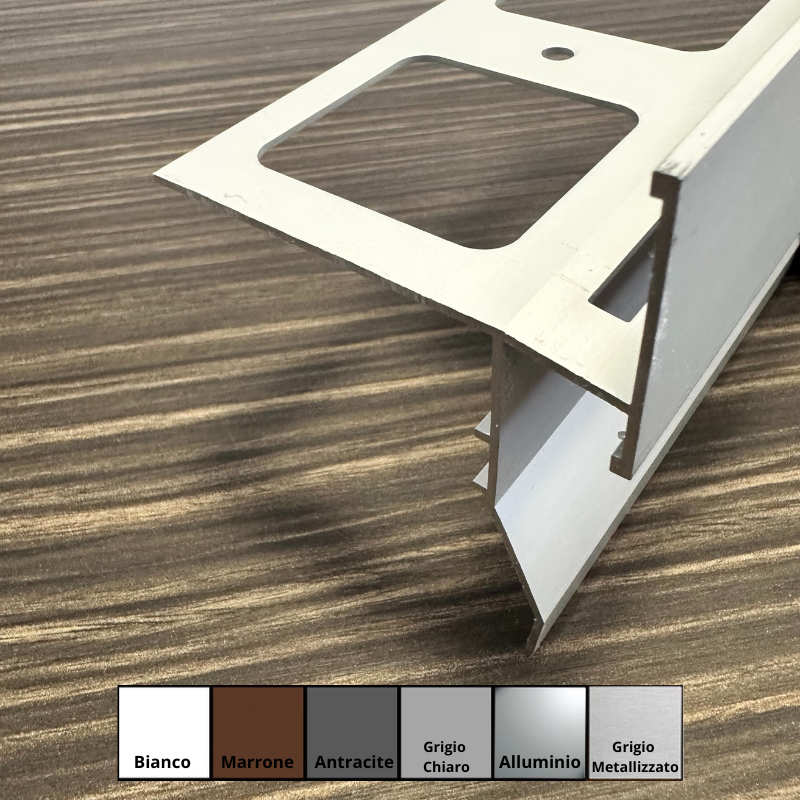Gocciolatoio/Angolare/Giunzione FLUX in Alluminio per Balconi e Terrazze - Barra da 2,7 metri